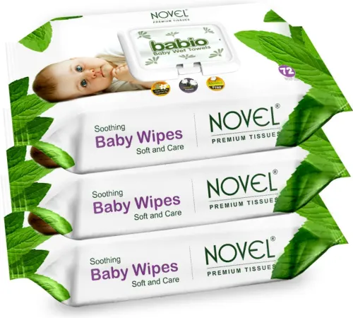 Image of NOVEL Baby 72 Sheets| with Lid (216) (3 Wipes)