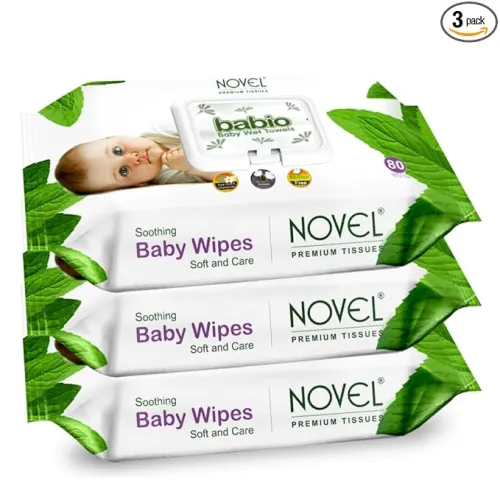 Image of NOVEL Baby Wet Wipes/Pack With Lid (Pack of 3-80 sheet)