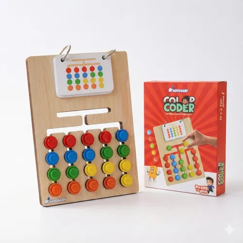 Image of Novo Baby Kids Montessori Slide Puzzle | Color & Pattern Matching Learning Toys for Kids 3-8 Years | Preschool Education