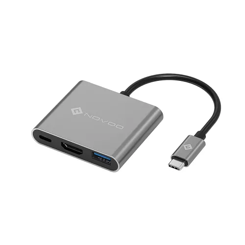 Image of NOVOO Metal Series 3 in1 USB C Hub with HDMI 4K Adapter,USB 3.0 Port,USB-C PD Port Adapter to Project Screen of Your USB