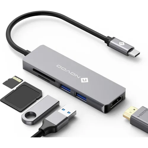 Image of NOVOO 5-in-1 USB-C Hub with 4K HDMI, USB 3.0, SD/TF Reader