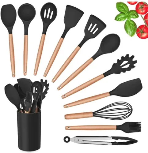 Image of NowExp Silicone Kitchen Spatula and Utensils Spoon Set Cooking Baking 12 Pcs Non-Stick Kitchen Tool Set (Multicolor, Spa