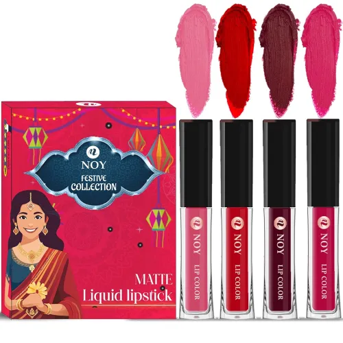 Image of Noy Festival Collection 4 Liquid Matte Lipstick Set Peach,