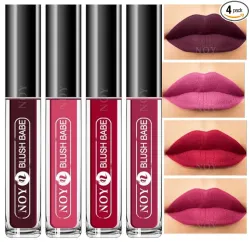 NOY Waterproof Matte Liquid Lipstick Mystical Styles All In One Wine, Peach, Pink, Purple (Pack Of-4)