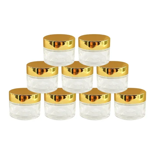 Image of nsb herbals Round Empty Glass Cosmetic Cream Container/Jars with golden cap
