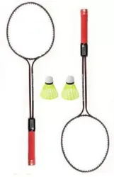 NSP Double Shaft Florescent 2 Badminton Racket,2 Plastic Shuttles Kit Badminton