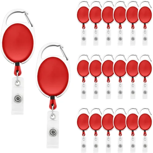Image of NSSP Oval Shape Retractable YoYo Clip (Set of 4, Red)
