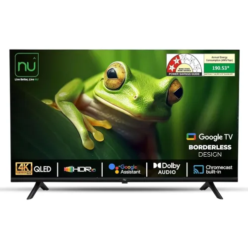 Image of NU 139 cm (55 Inches) New 2025 Borderless Series 4K QLED Smart Google TV LED55QUGNX