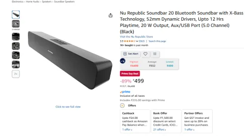 Image of `Nu Republic 20w Soundbar X-Bass Technology`