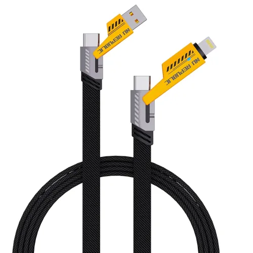 Image of Nu Republic Blaze Fusion-Q 100W Type-L Metal Connector Fast Data Charging Carbon Texture Braided Cable For Personalcompu