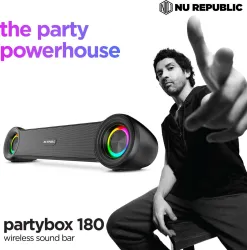 Nu Republic Partybox 180 With 20W, Upto 20 Hrs Playtime, 52mm Dynamic Driver, RGB LED Lights 20 W Bluetooth Speaker (Bla