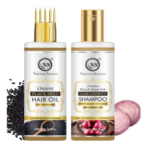 Image of Nuerma Science Onion Black Seed Onion Hair Oil and Onion Black Seed Shampoo Combo Pack - 200 ML Each (Onion Enriching Sh