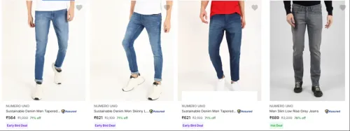 Image of Numero Uno Men's Jeans at minimum 70% Discount