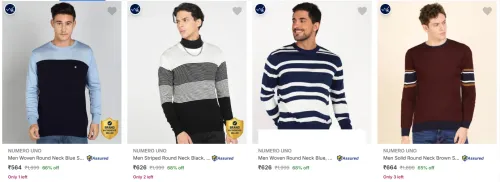 Image of NUMERO UNO Men's Sweaters at minimum 62% Discount