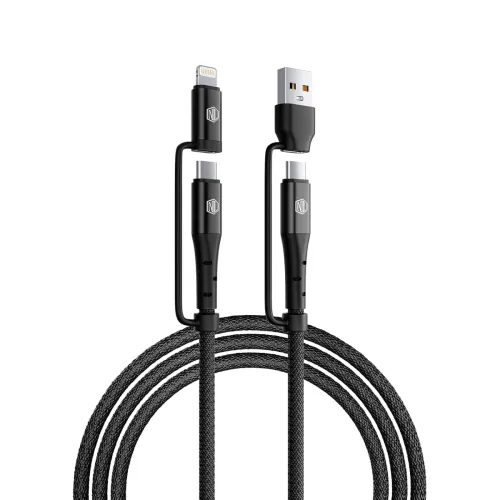Image of Nu Republic Blaze Quad 100W 4-in-one 1.2 m USB-A to Type-C to Type-C + Type-L Fast Charge Braided Cable (Compatible with