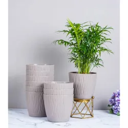 Nurturing Green Grey Self-Watering Plastic Pots (SO10)