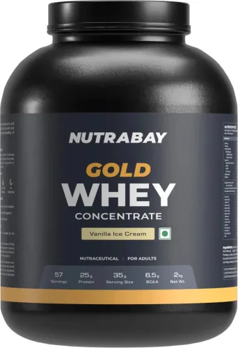 Image of Nutrabay Gold 100% Whey Protein Concentrate - Whey Protein  (2 kg, Vanilla Ice Cream)
