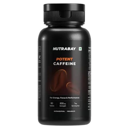 Image of Nutrabay Pro Potent Caffeine Tablets 200mg | Natural Stimulant for Energy, Endurance & Focus, 60 Veg Tablets