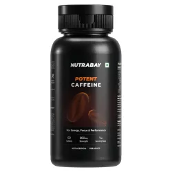 Nutrabay Pro Potent Caffeine Tablets 200mg | Natural Stimulant for Energy, Endurance & Focus, 60 Veg Tablets