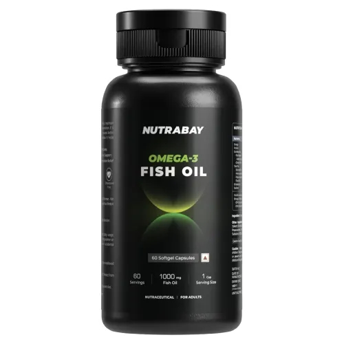 Image of Nutrabay Wellness Omega 3 Fish Oil 1000mg per Capsule, 180mg EPA, 120mg DHA – Vision, Memory, Heart, Skin & Hair Support
