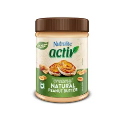 Nutralite Activ Peanut Butter Natural Creamy | 1kg Jar | 26g Protein per 100g | High Dietary Fibre | No Added Sugar & Sa