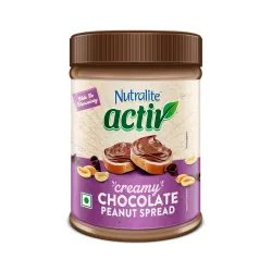 Nutralite Activ Peanut Butter Chocolate Creamy | 1kg Jar | 20g Protein per 100g | High Dietary Fibre | Dark Choco Chips 