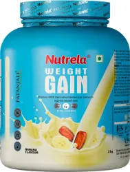 NUTRELA Weight Gainer | High-Calorie Mass Gainer with Vitamins & Khandsari Sugar | Veg Whey Protein (2 kg, Banana)