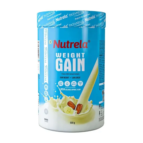 Image of Nutrela Weight Gainer | 500g Banana Flavour | High-Calorie Mass Gainer with Vitamins & Minerals | Ideal for Men Women & 