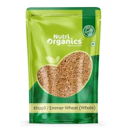 Nutri Organics Pure Whole Khapli Emmer Wheat - 5kg | High Fibre & Easy to Digest | Whole Grain for Weight Management | N