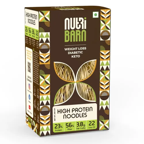 Image of Nutribarn High Protein Low Carb Noodles 200 Gms | 23% Protein | 3.8g Net Carbs | Lab Tested Low GI 22 | Diabetic Friendl