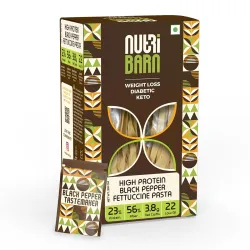 Nutribarn Keto Pepper Fettucine Pasta (Flat noodles), 200 Gms, 1 Pack, 3.5g Net Carb & 16g High Protein/Serv, Identical 