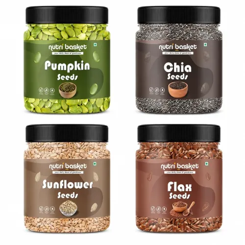 Image of Nutribasket Premium Chia Flax Pumpkin Sunflower Seeds Combo Pack 