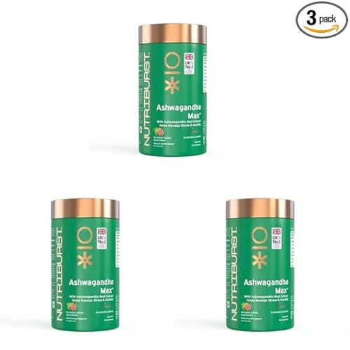 Image of Nutriburst Ashwagandha Max 500mg Gummies for Stress and Anxiety Relief | Vigour, Energy, Power & Stamina | Relax Refresh
