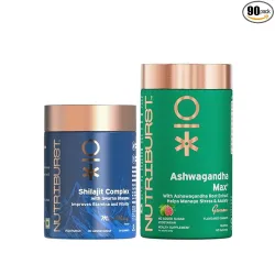 Nutriburst Ultimate Energy Combo: Shilajit Gummies + Ashwagandha Gummies for Energy, Stamina, and Stress Relief | Suppor