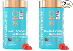 Nutriburst Health & Vitality Gummies with Multi Vitamins A, B, C, D, E & Biotin | No-Added Sugar| Mixed Berry Flavor |100% Vegetarian| 60 Gummy (Pack of 2)
