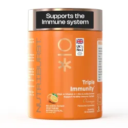 Nutriburst Triple Immunity Gummies with Vitamin C, Zinc and Amla extract | No-Added Sugar | Orange Flavor | 100% Vegetar
