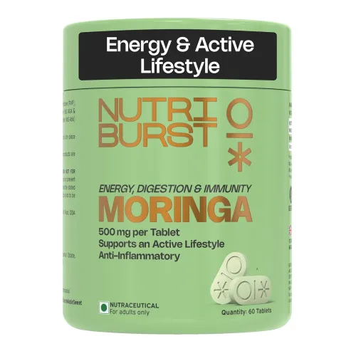 Image of Nutriburst Moringa 500mg – 60 Veg Tablets Supports Immunity Digestion Energy 