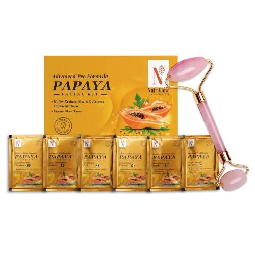 Image of NutriGlow NATURAL'S Papaya Facial Kit 60gm With Jade Roller