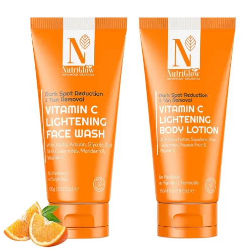 Image of NutriGlow Vitamin C Face Wash & Body Lotion Combo (2 Pack)