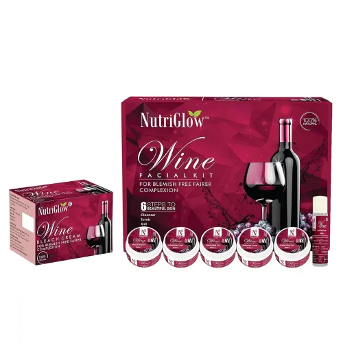 Image of NutriGlow Wine Facial Kit 250gm + 10ml Set of 6