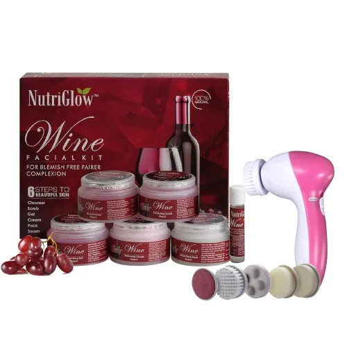 Image of NutriGlow Wine FacialKit – 6Step Routine+Free Massager for Men & Women