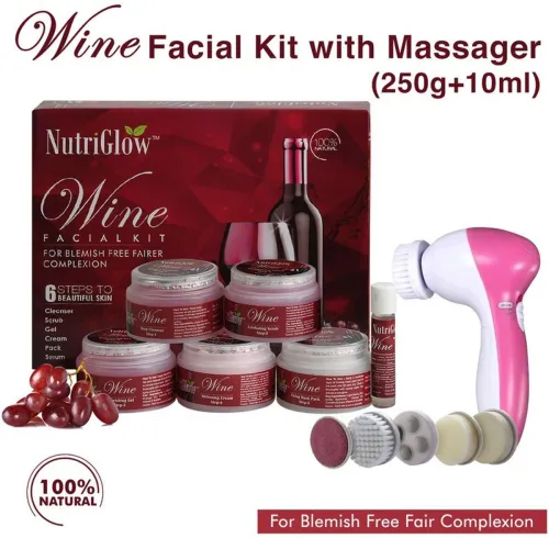 Image of NutriGlow Wine Facial Kit with Face Massager (260g)