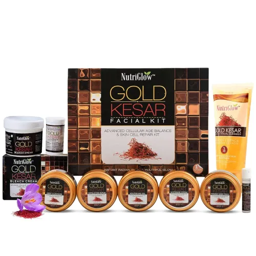 Image of NutriGlow Gold Kesar Facial Kit with Bleach & Face Wash (Pack of 3)