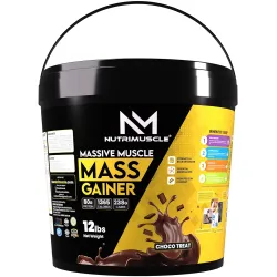 Nutrimuscle Massive Muscle Mass Gainer – 12 Lbs (5.44 Kg) | Choco Treat Flavour | High Protein Gainer with Creatine Monohydrate for Mass, Muscle, Power & Strength Gain