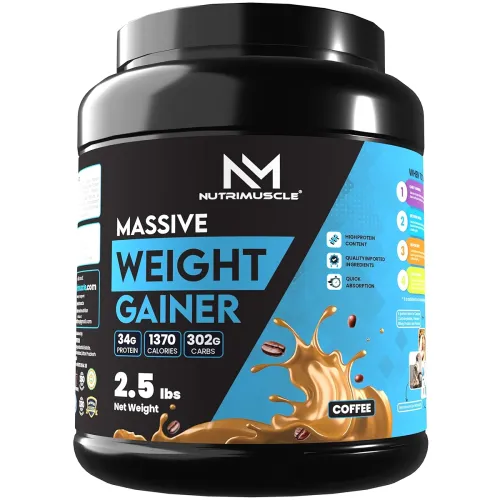 Image of Nutrimuscle Massive Weight Gainer - 2.5 lbs 1.134 Kgs Coffee Flavour