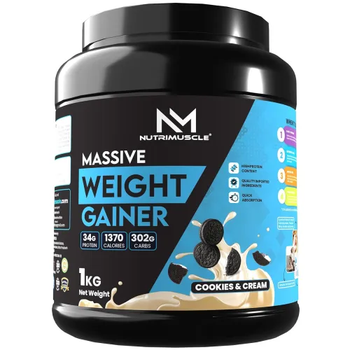 Image of Nutrimuscle ® Massive Weight Gainer - 1 Kg - Cookies and Cream Flavour