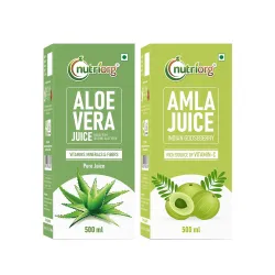 Nutriorg Amla & Aloe Vera Juice - 1000ml (Pack of 2-500 each) | Organically Grown| Immunity Booster | Detoxification