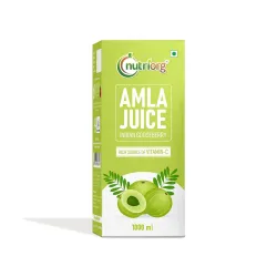 Nutriorg Natural Amla Juice 1 Ltr | Pure, Cold pressed & Pulp Extracted | No added sugar | Rich in Vitamin C 