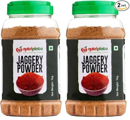 Image of Nutriplato-enriching lives Jaggery | Gur Powder Jar, 1 Kg (Pack of 2)