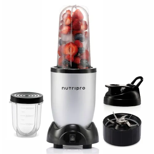 Image of NutriPro Juicer Mixer Grinder 500 Watts (2 Jars & 1 Blade, Silver) - 2 Year Warranty